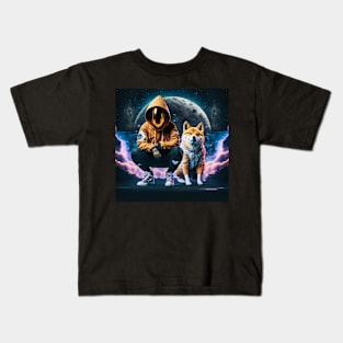 Astro Chill  "Shiba Wen Moon?" Kids T-Shirt